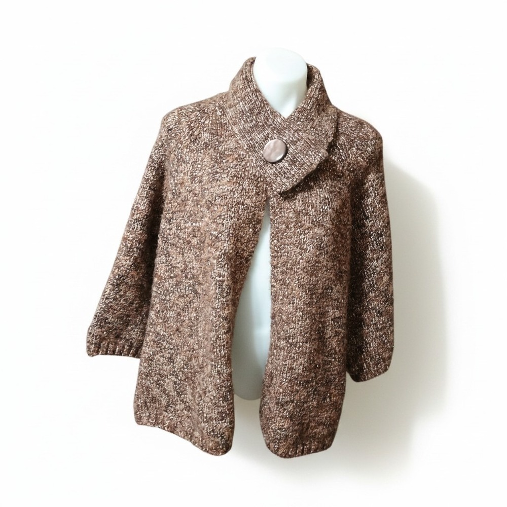 Tweeds Women's 1X Vintage Snap Soft Fuzzy Cottage Core Wool Blend Open Cardigan